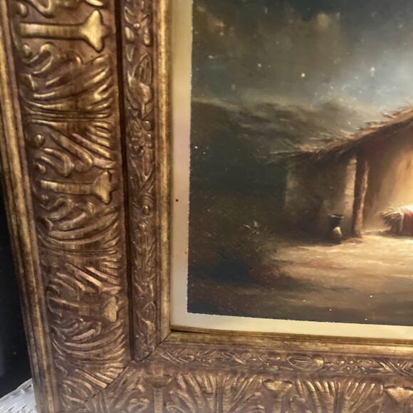 Framed Christmas Manager Print Nativity Star of Bethlehem 11x14" Gold Decorative - Picture 6 of 7